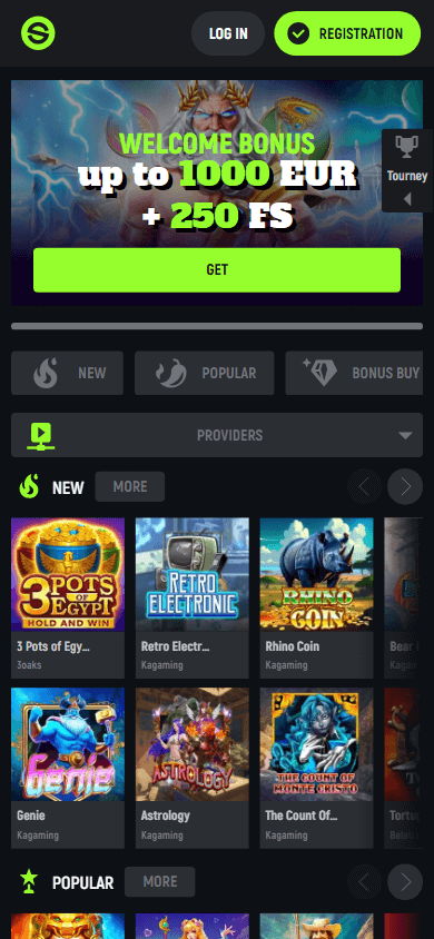 SpinGreen Casino Mobile screenshot